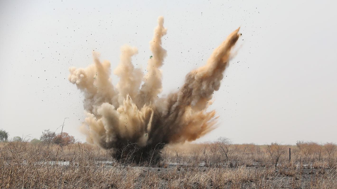 an explosion on a field