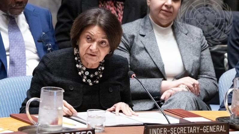 UN Under-Secretary-General Rosemary DiCarlo addressing the Security Council regarding Ukraine