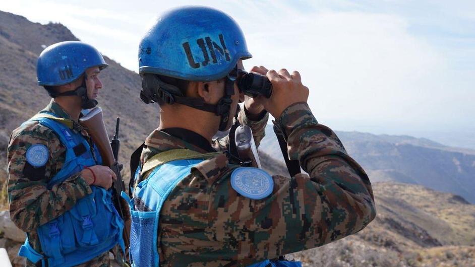 UNIFIL peacekeepers on patrol along the Blue Line in southern Lebanon.