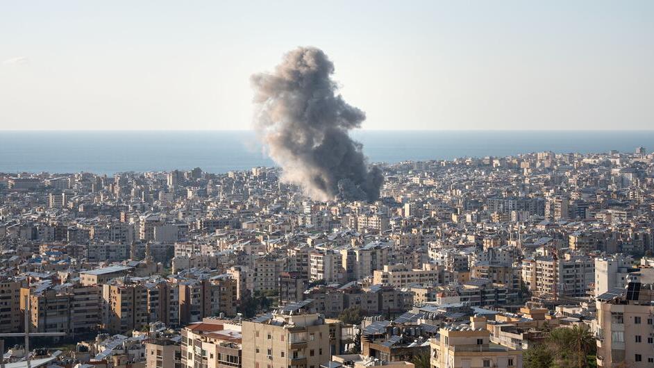 Smoke rises after an airstrike in Beirut, Lebanon.