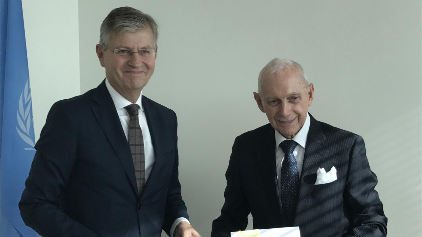 The UN Migration Agency Director General William Lacy Swing and the Under-Secretary-General for Peacekeeping Operations Jean-Pierre Lacroix