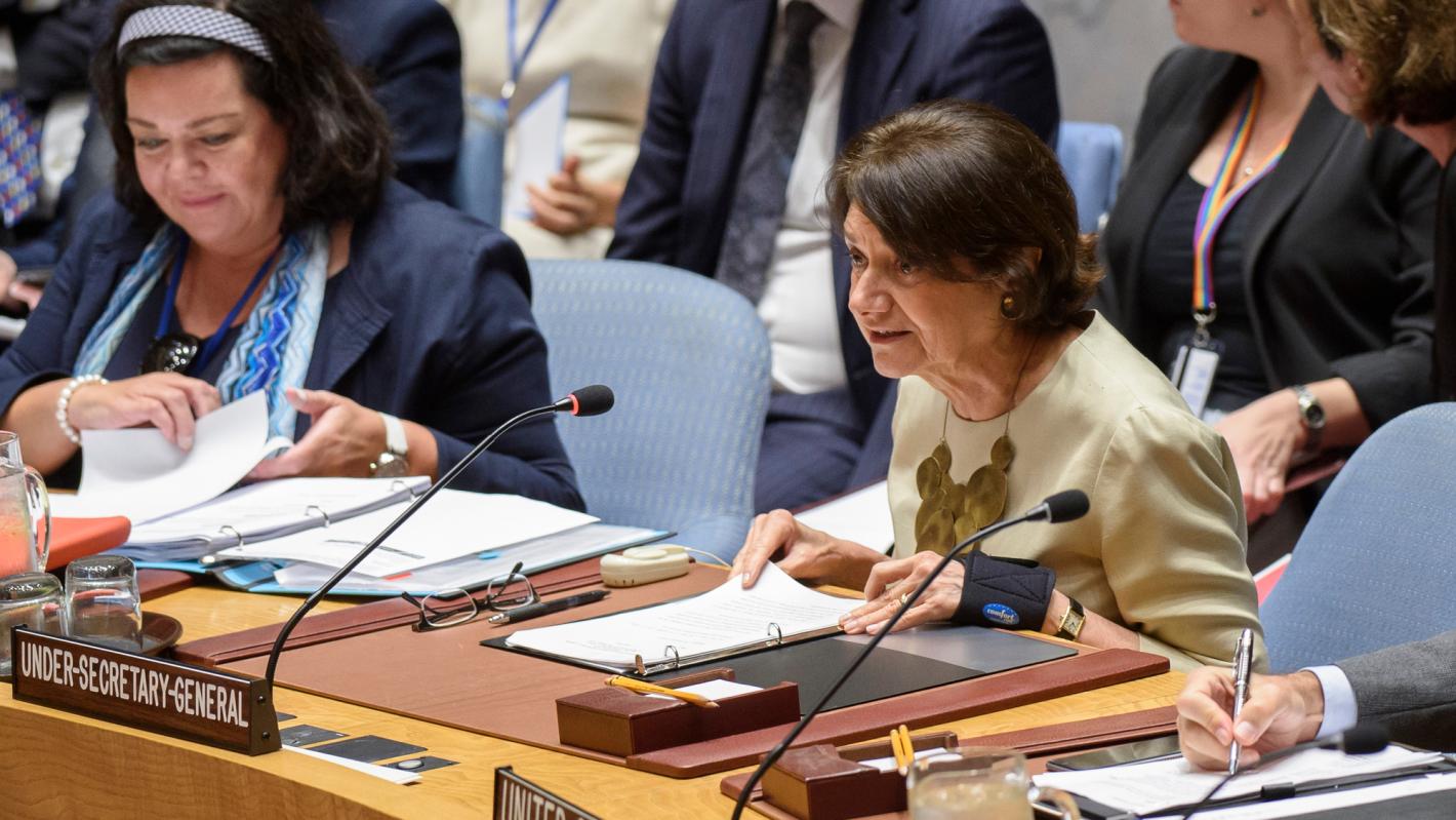 Rosemary A. DiCarlo, Under-Secretary-General for Political Affairs, briefs the Security Council on the situation in the Middle East, including the Palestinian question.