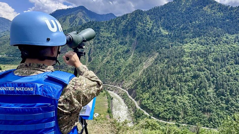 A peacekeeper with UNMOGIP, the mission tasked with monitoring the disputed border between India and Pakistan.