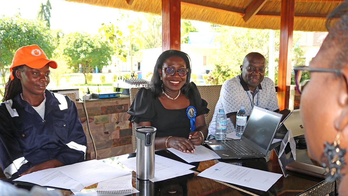 Chief LARRMU, Elise Metougue (C)  and ISO Consultant (R).