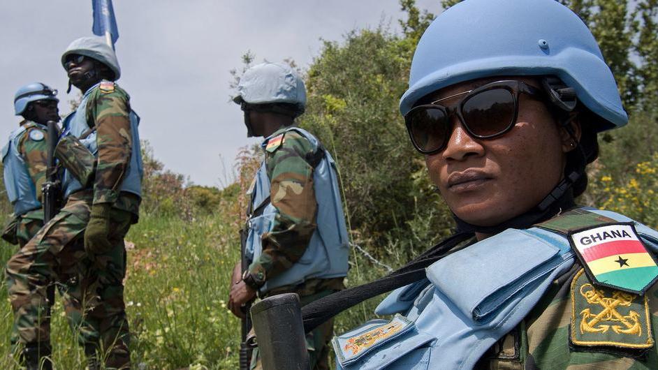 peacekeeper looking at camera