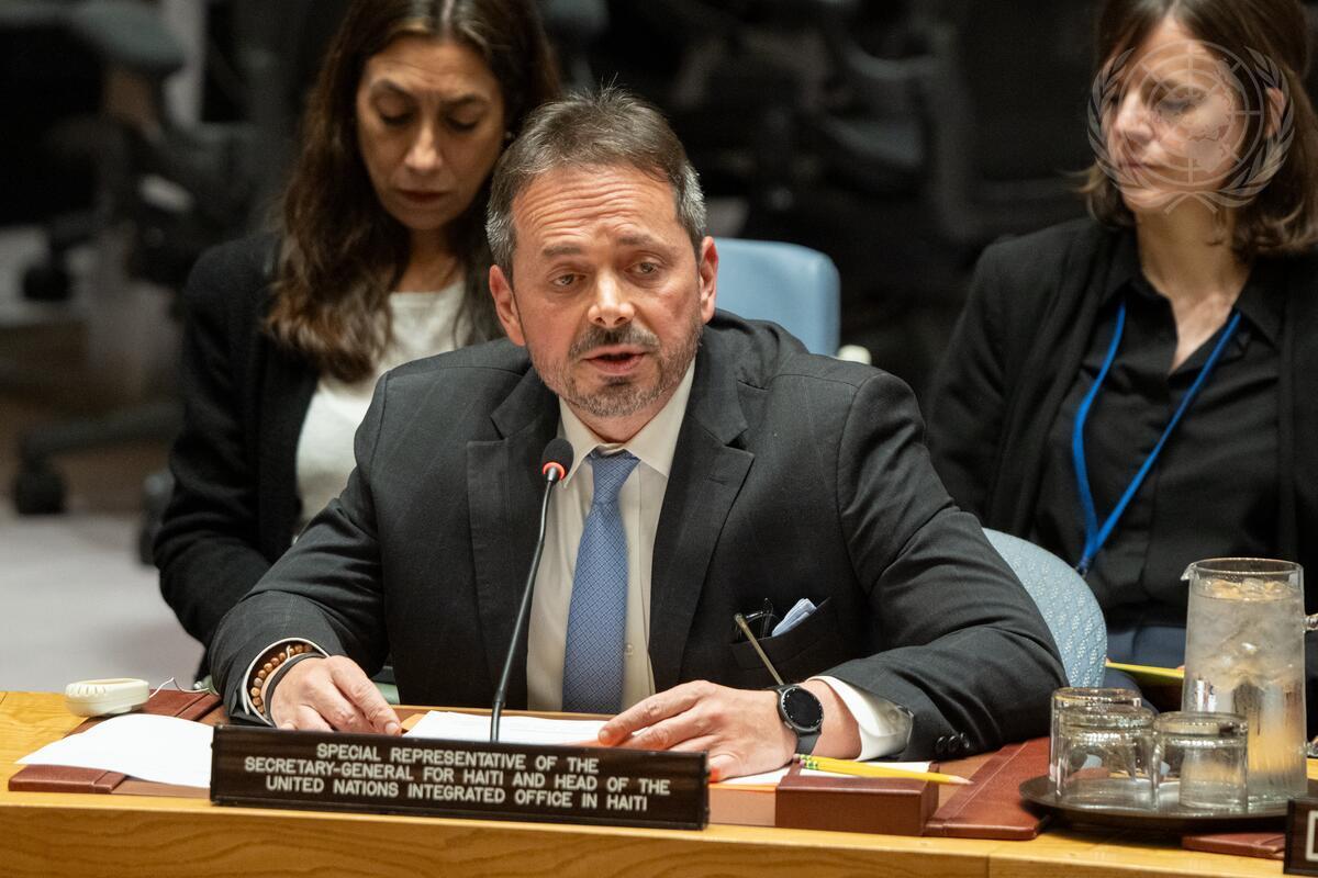 Carlos Ruiz Massieu, Special Representative of the Secretary-General for Haiti and Head of the United Nations Integrated Office in Haiti, briefs the Security Council meeting on the question concerning Haiti and the United Nations Integrated Office in Haiti.