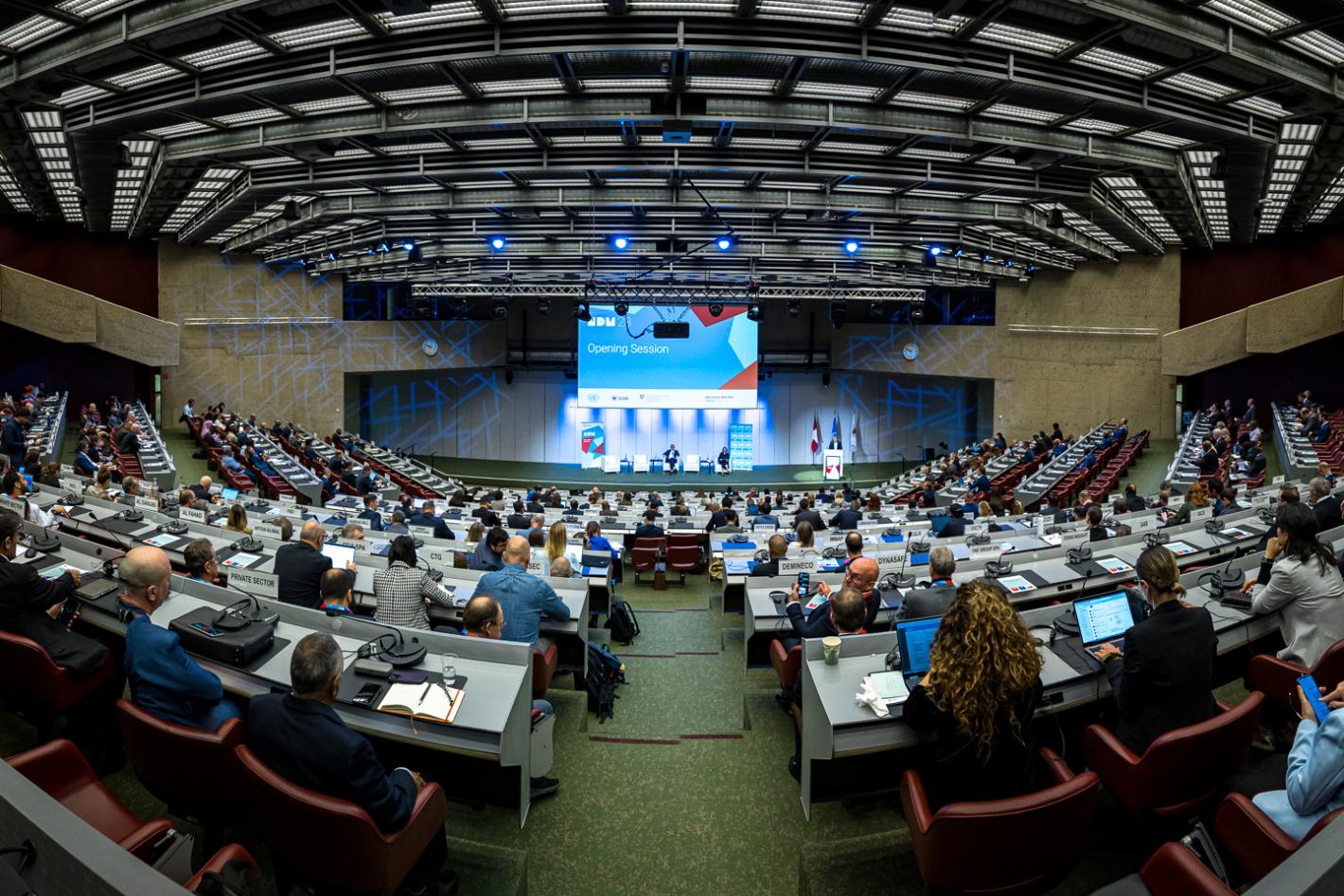 a wide-angle shot of a meeting hall