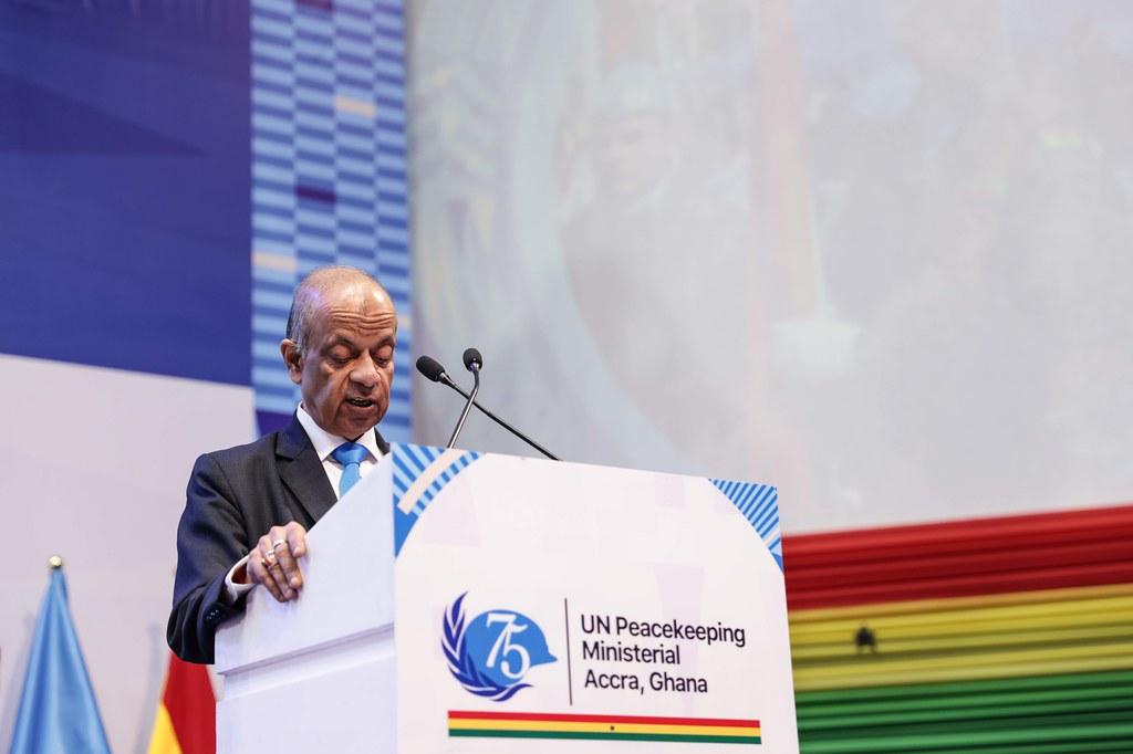 UN Under-Secretary-General for Operational Support Atul Khare moderates the second session entitled, “Capacity Building and Training (Mental Health)” at the 2023 Ghana UN Peacekeeping Ministerial