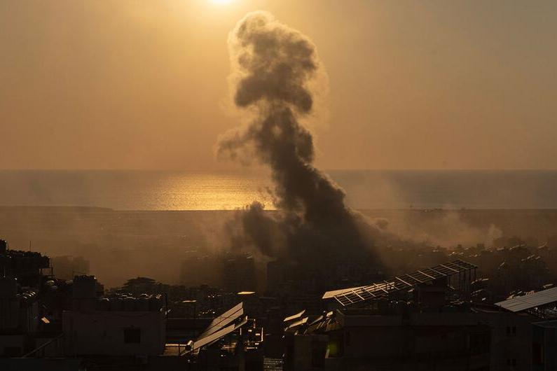 Smoke and dust in the aftermath of an airstrike in Beirut, the capital of Lebanon.