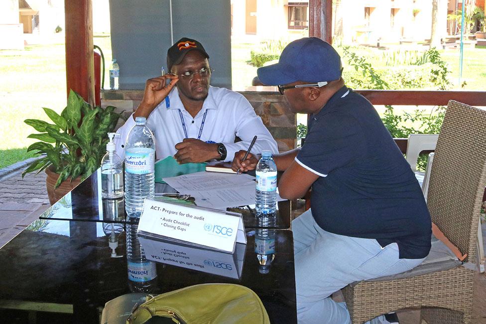 ISO Consultant talks to RSCE staff member about their readiness for ISO 9001:2015 audit