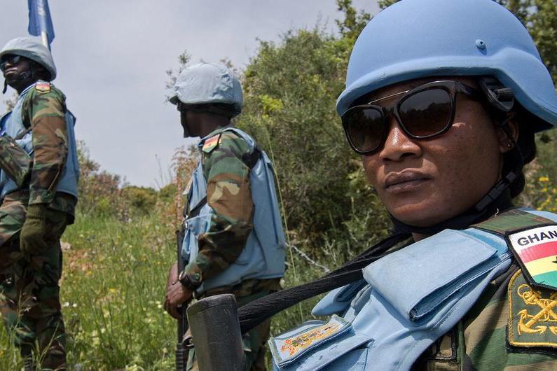 peacekeeper looking at camera