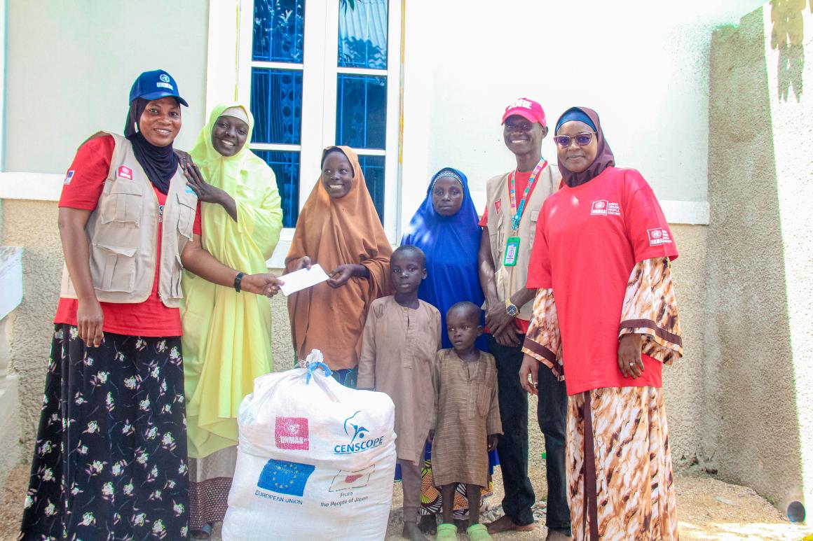 Fatima and her family receiving victim assistance in nigeria